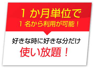 1か月単位で1名から利用が可能！